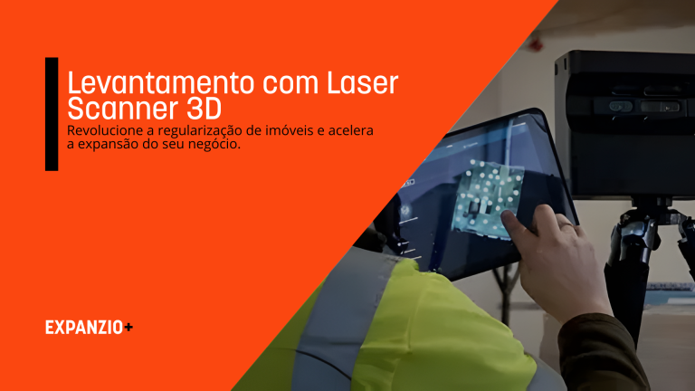 Levantamento com laser scanner 3D para regularização de imóveis e expansão de negócios, tecnologia avançada para mapeamento preciso.